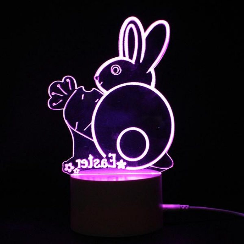 3d Illusion Easter Egg Rabbit Led Éjszakai Lámpa Usb Színes Asztali Ünnepi Dekoráció Dc5v