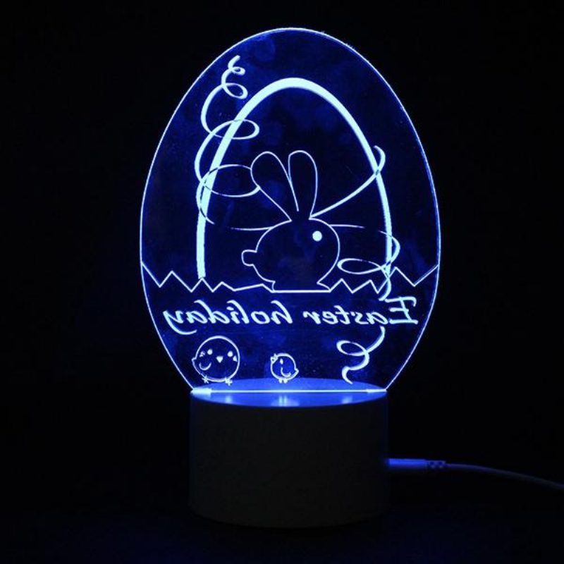 3d Illusion Easter Egg Rabbit Led Éjszakai Lámpa Usb Színes Asztali Ünnepi Dekoráció Dc5v