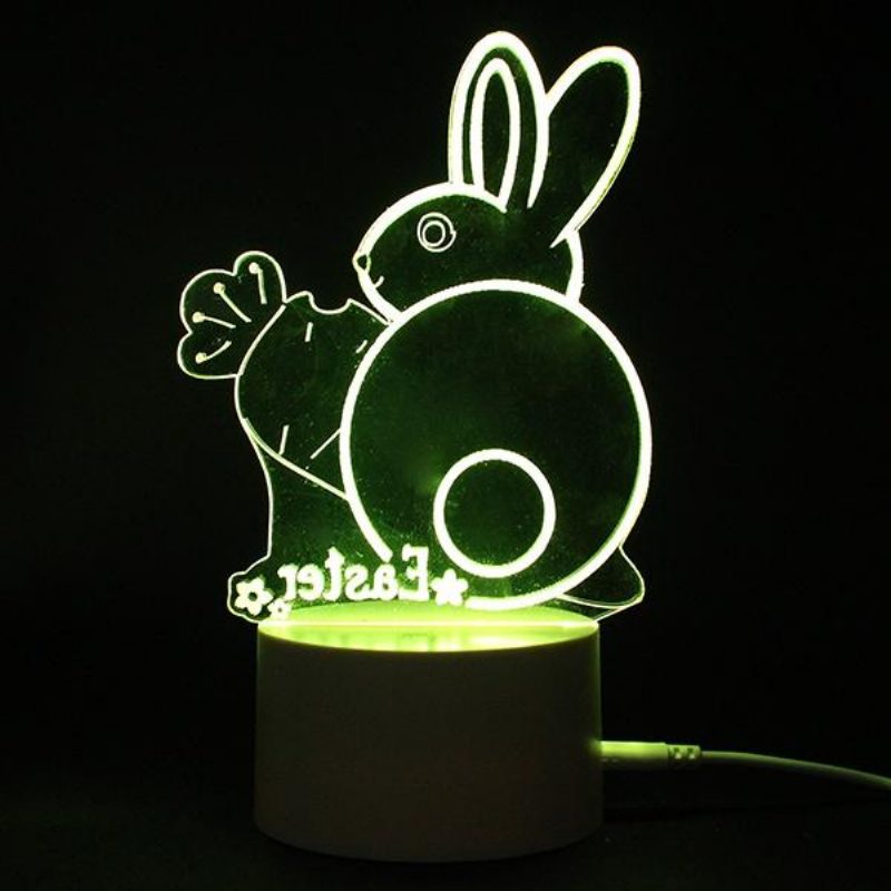 3d Illusion Easter Egg Rabbit Led Éjszakai Lámpa Usb Színes Asztali Ünnepi Dekoráció Dc5v