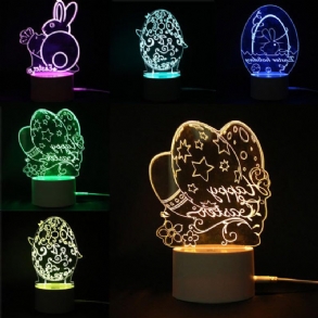 3d Illusion Easter Egg Rabbit Led Éjszakai Lámpa Usb Színes Asztali Ünnepi Dekoráció Dc5v