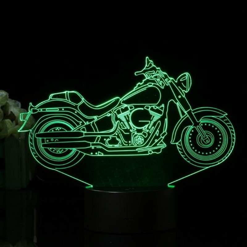 3d Illusion Motorkerékpár Led-es Asztali Lámpa 7 Színváltó Érintőkapcsoló Éjszakai