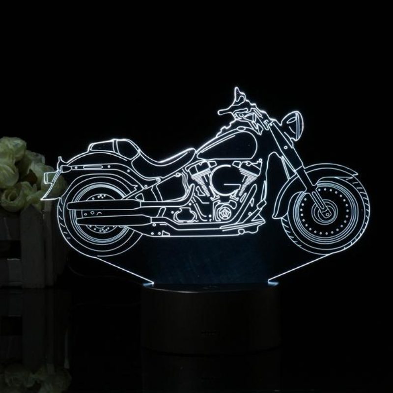 3d Illusion Motorkerékpár Led-es Asztali Lámpa 7 Színváltó Érintőkapcsoló Éjszakai