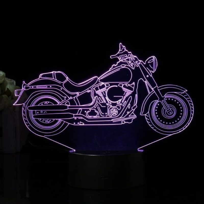 3d Illusion Motorkerékpár Led-es Asztali Lámpa 7 Színváltó Érintőkapcsoló Éjszakai