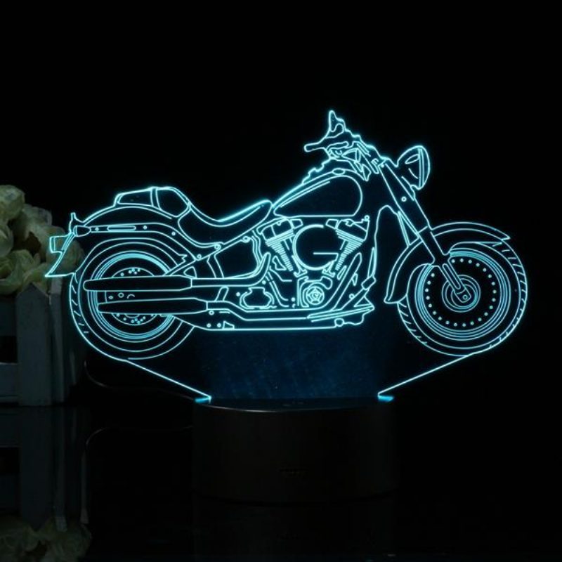 3d Illusion Motorkerékpár Led-es Asztali Lámpa 7 Színváltó Érintőkapcsoló Éjszakai