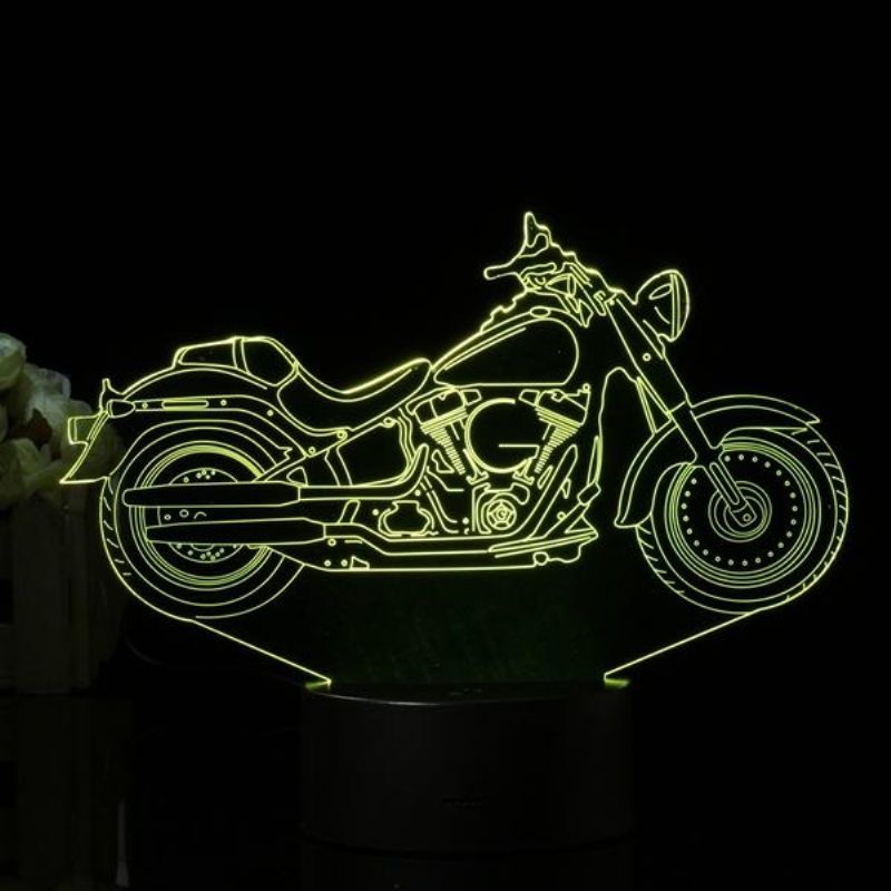 3d Illusion Motorkerékpár Led-es Asztali Lámpa 7 Színváltó Érintőkapcsoló Éjszakai