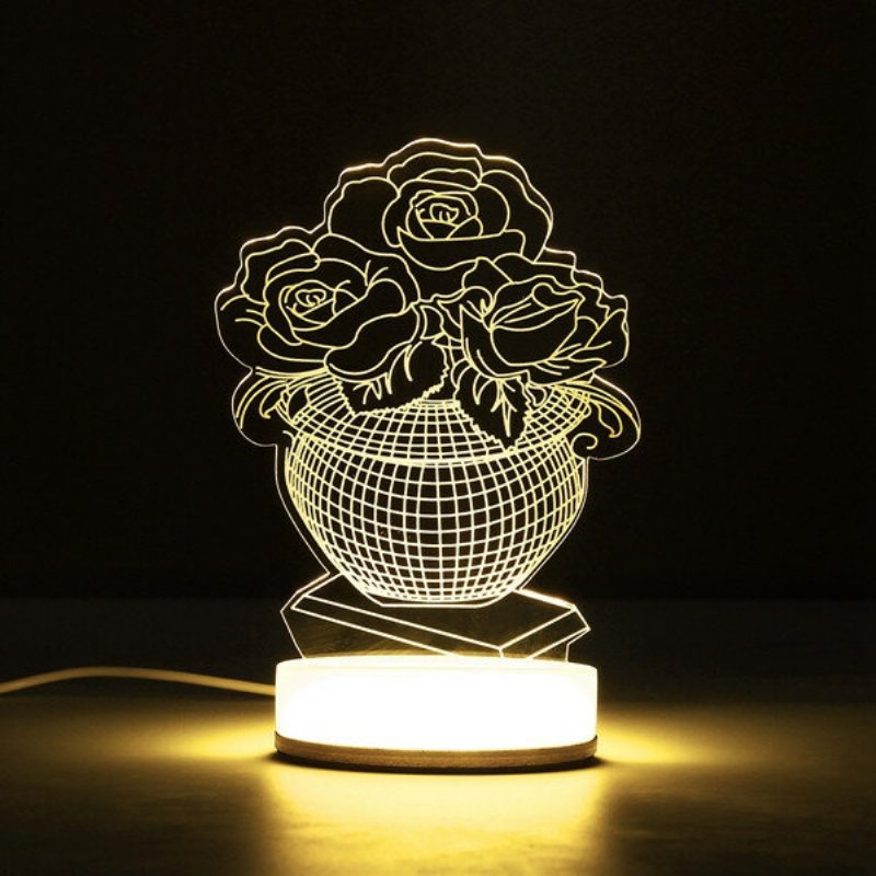 3d Illusion Usb Led Éjszakai Lámpa Meleg Fehér Asztali Karácsonyi Ajándék