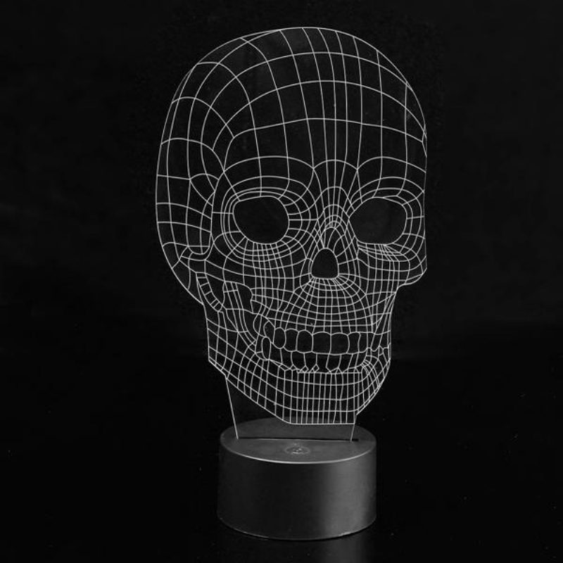 3d Skull Illusion Led Asztali Lámpa Usb 7 Színváltó Éjszakai Otthoni Dekorációval