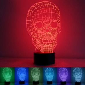3d Skull Illusion Led Asztali Lámpa Usb 7 Színváltó Éjszakai Otthoni Dekorációval