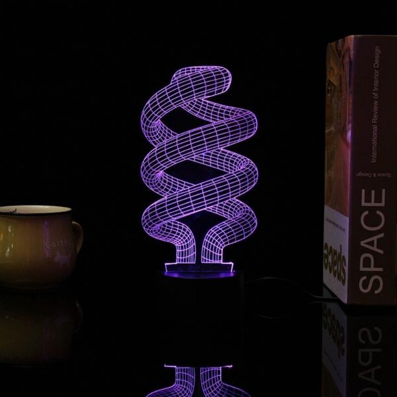 3d Tornado Illusion Led Asztali Lámpa Usb 7 Színváltó Éjszakai