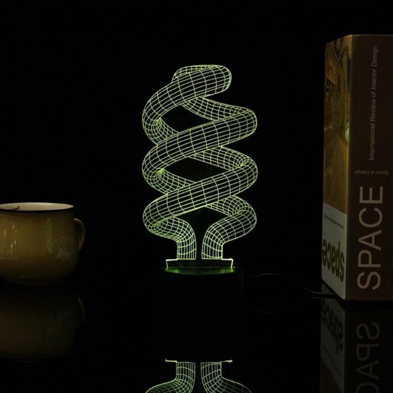 3d Tornado Illusion Led Asztali Lámpa Usb 7 Színváltó Éjszakai