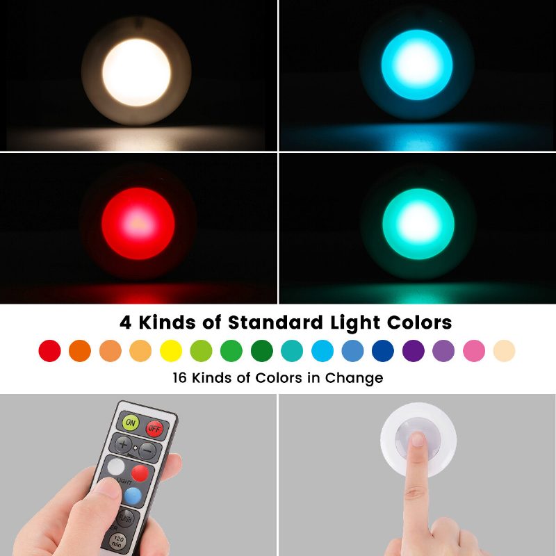 6 Db Elfeland Szekrény Lámpák Rgb Led Éjszakai Lámpa Távirányítós Lépcsős Világító Szekrényekhez Működő Elemes Konyha Hálószoba