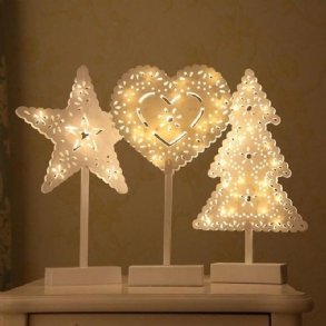 Akkumulátoros Csillag Karácsonyfa Szív Led Éjszakai Lámpa Asztali Otthoni Dekoráció
