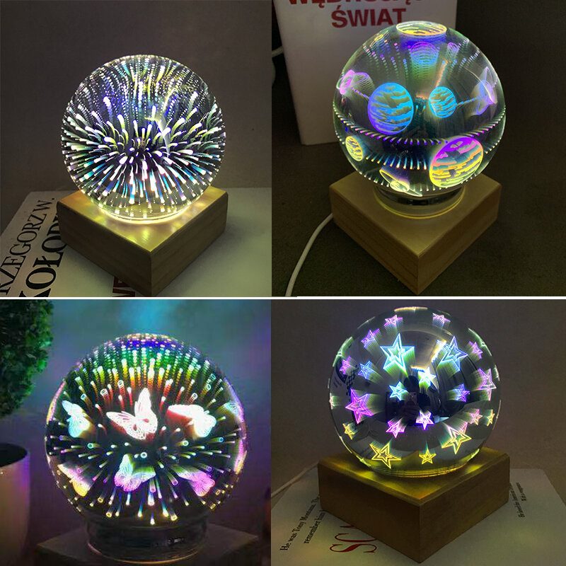 Fa Színes 3d Magic Ball Vetítőlámpa Usb Tápfeszültség Éjszakai Lámpa Karácsonyi Dekorációhoz Fények Ajándék