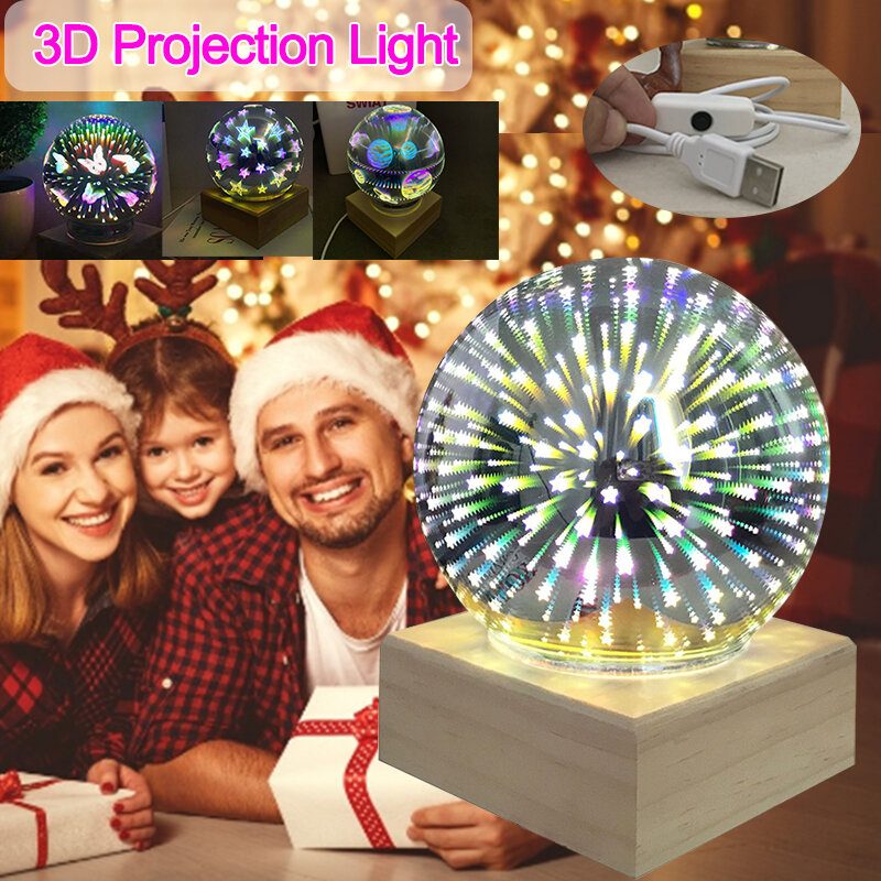 Fa Színes 3d Magic Ball Vetítőlámpa Usb Tápfeszültség Éjszakai Lámpa Karácsonyi Dekorációhoz Fények Ajándék