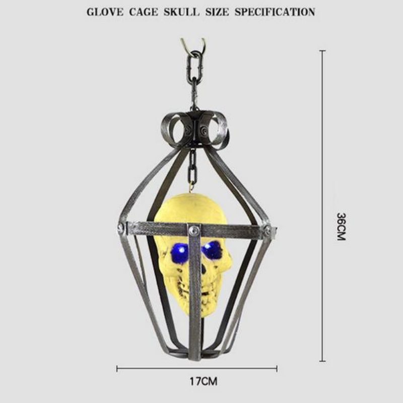 Hordozható Színes Villogó Led Világító Koponya Éjszakai Lámpa Függő Ketrec Halloween Party Dekoráció