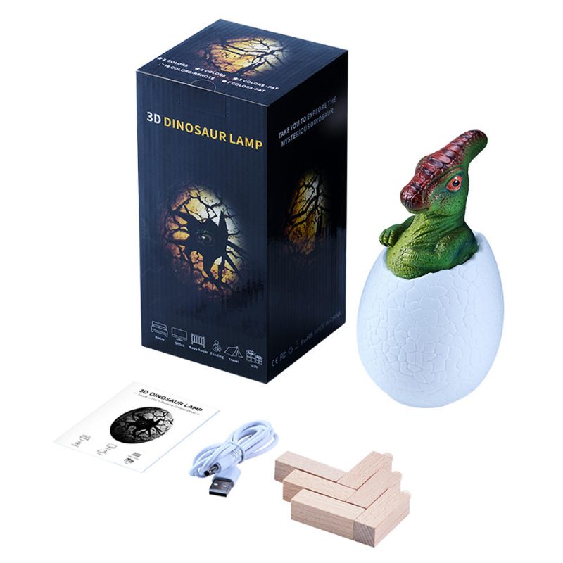 Kl-02 Dekoratív 3d Deputy Dinosaur Egg Intelligens Éjszakai Lámpa Érintőkapcsoló 3 Színváltó Led Karácsonyi Ajándékokhoz