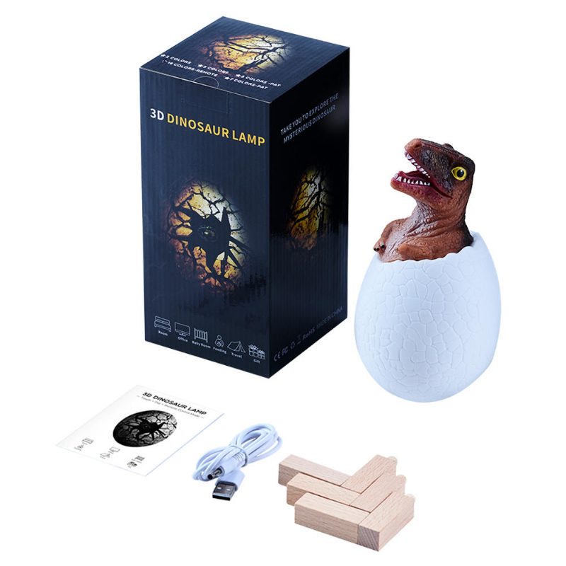 Kl-02 Dekoratív 3d Raptor Dinosaur Egg Intelligens Éjszakai Lámpa Érintőkapcsoló 3 Színben Változtatható Led Karácsonyi Ajándéknak