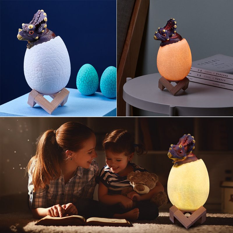 Kl-02 Dekoratív 3d Triceratops Egg Smart Night Light 16 Színű Távirányítós Érintőkapcsoló Led-es Éjszakai Lámpa Karácsonyi Ajándéknak