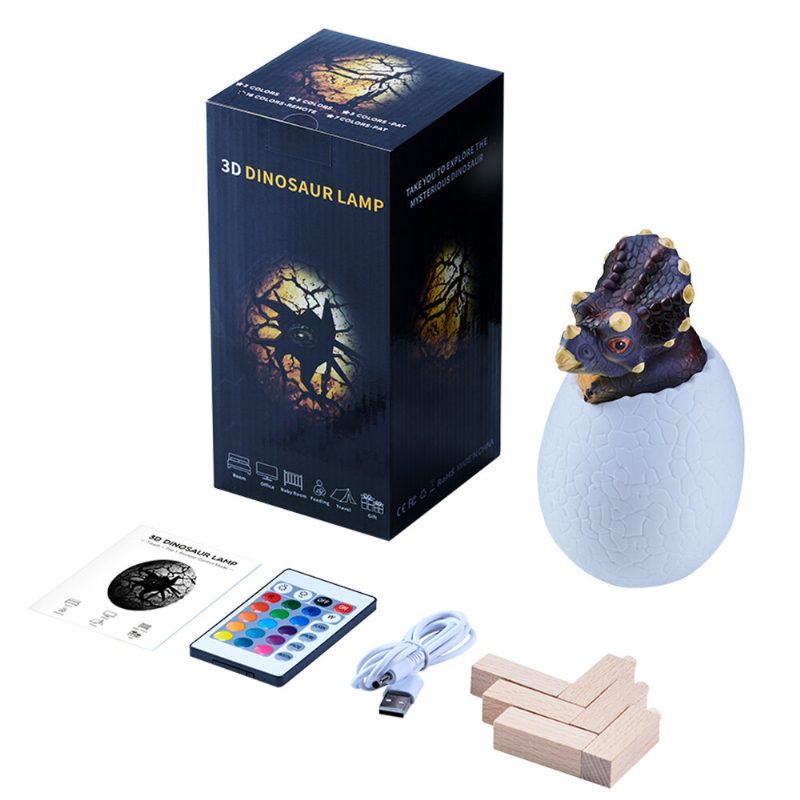 Kl-02 Dekoratív 3d Triceratops Egg Smart Night Light 16 Színű Távirányítós Érintőkapcsoló Led-es Éjszakai Lámpa Karácsonyi Ajándéknak