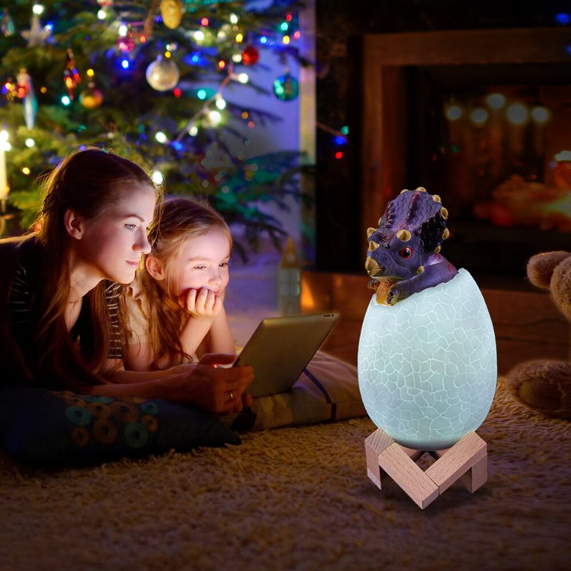 Kl-02 Dekoratív 3d Triceratops Egg Smart Night Light 16 Színű Távirányítós Érintőkapcsoló Led-es Éjszakai Lámpa Karácsonyi Ajándéknak