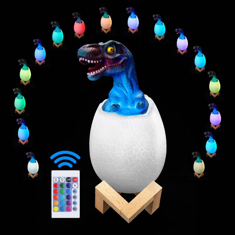 Kl-02 Dekoratív 3d Tyrannosaurus Egg Intelligens Éjszakai Lámpa 16 Színű Távirányítós Érintéskapcsoló Led Karácsonyi Ajándéknak