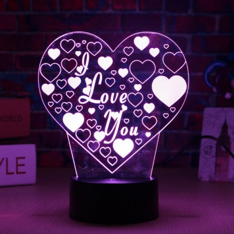 Led 3d Színes I Love You Éjszakai Fény Távirányítós Érintésérzékelős Asztali Lámpa