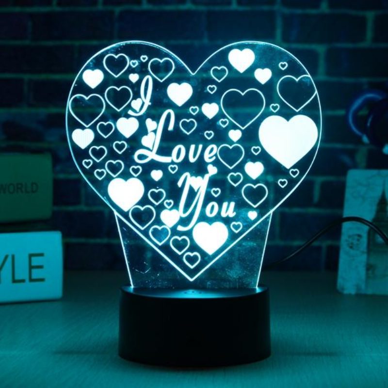 Led 3d Színes I Love You Éjszakai Fény Távirányítós Érintésérzékelős Asztali Lámpa