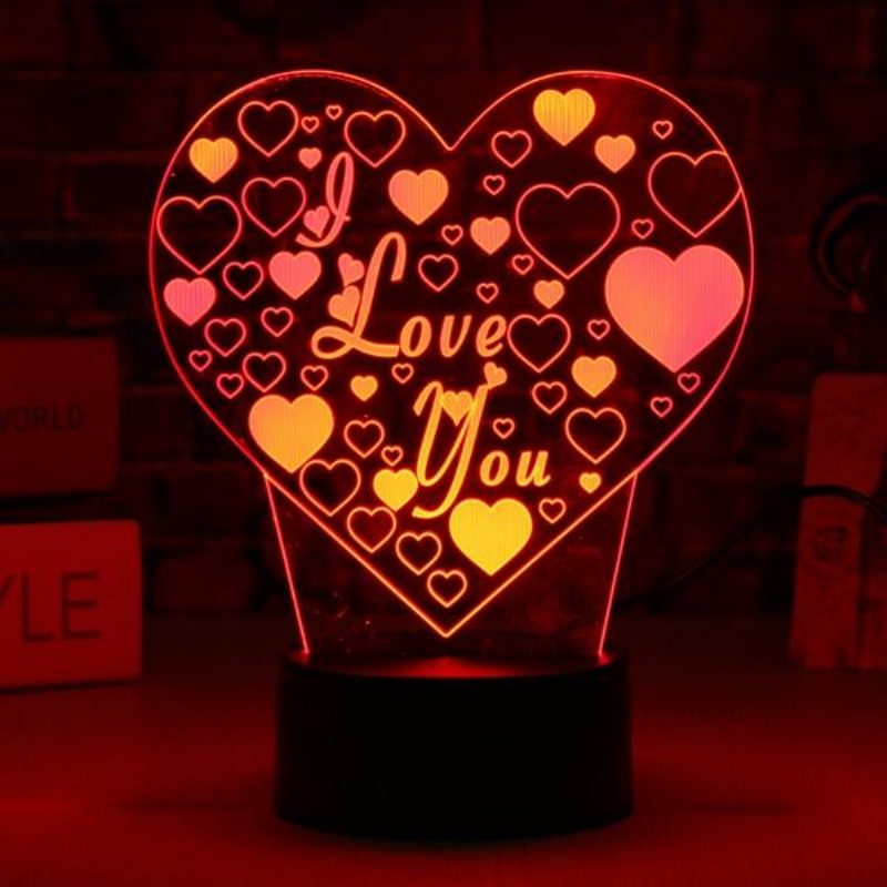 Led 3d Színes I Love You Éjszakai Fény Távirányítós Érintésérzékelős Asztali Lámpa