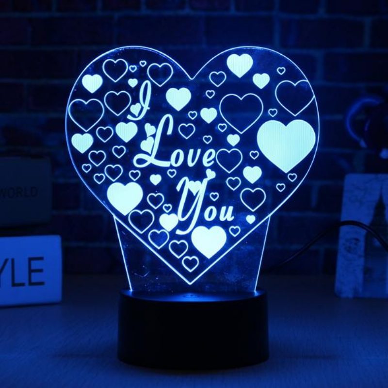 Led 3d Színes I Love You Éjszakai Fény Távirányítós Érintésérzékelős Asztali Lámpa