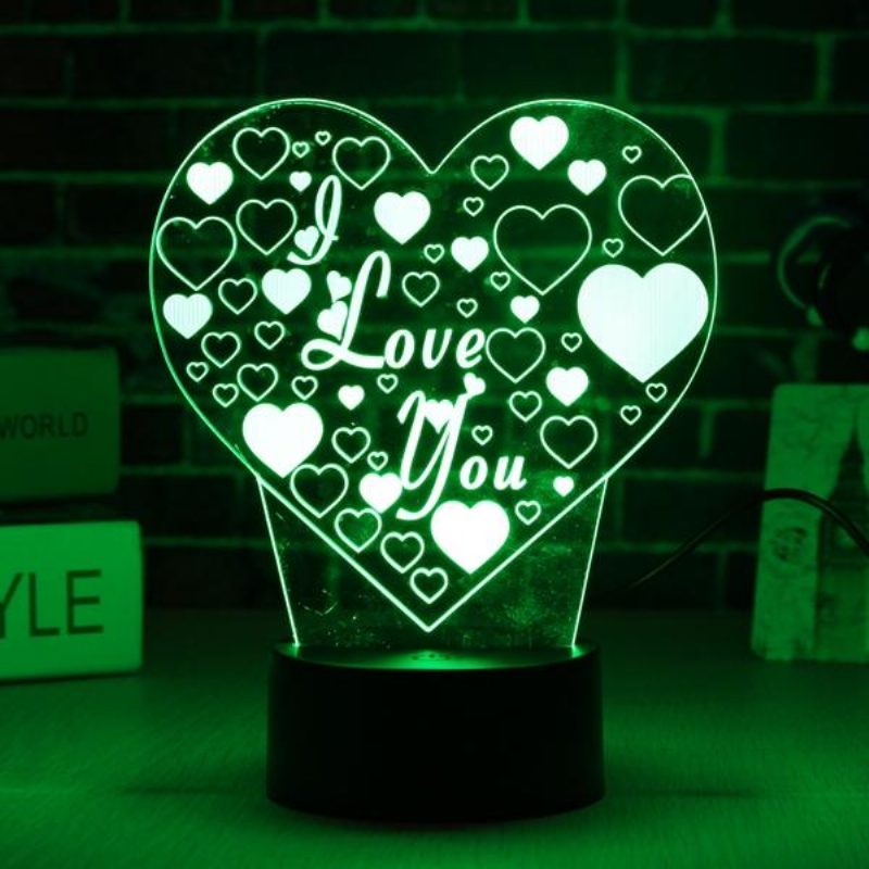 Led 3d Színes I Love You Éjszakai Fény Távirányítós Érintésérzékelős Asztali Lámpa