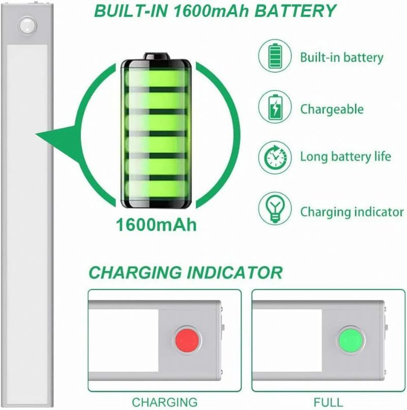 Mozgásérzékelős Szekrénylámpa Újratölthető Éjszakai Lámpa Szekrényekhez Konyhák