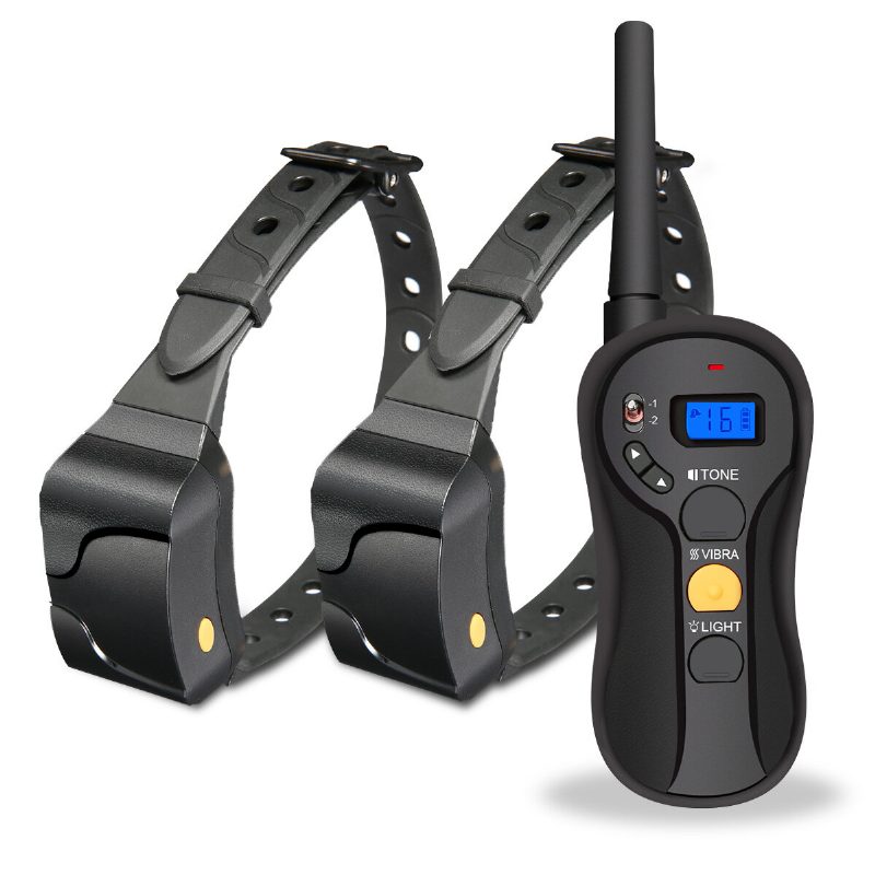 2x Focuspet Lcd Elektromos Távirányító Dog Shock Bark Nyakörv Trainer Ipx7