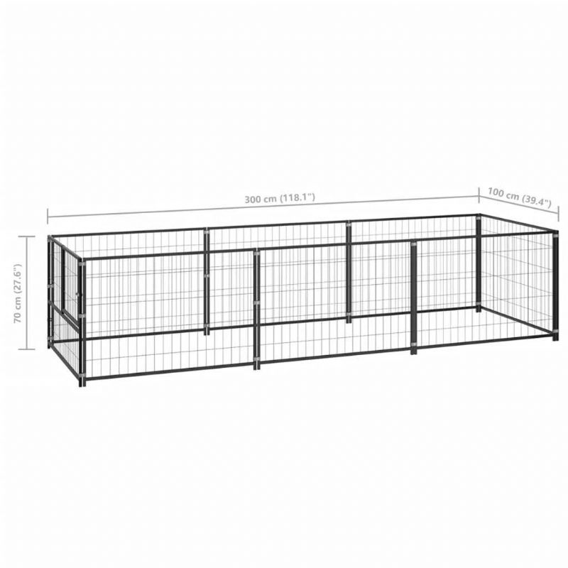 Dog Kennel Fekete 32.3 Láb² Acél