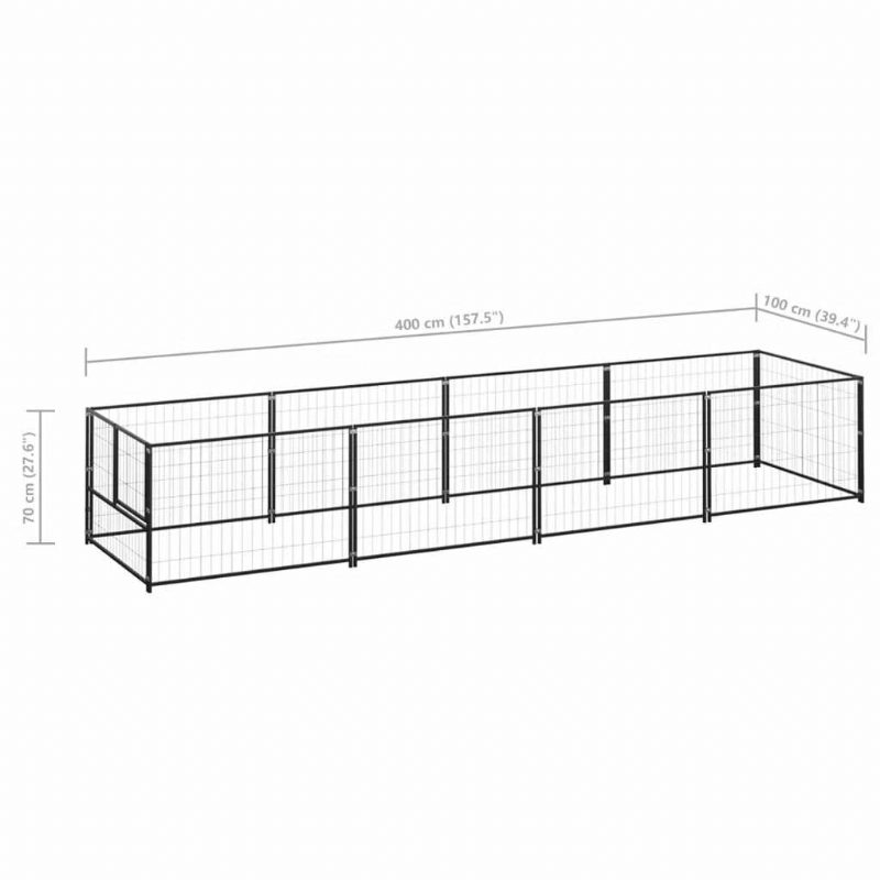 Dog Kennel Fekete 43.1 Ft² Acél