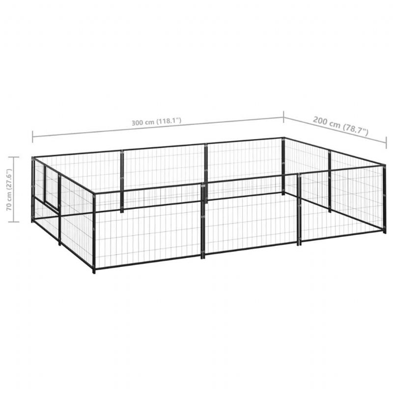 Dog Kennel Fekete 64.6 Láb² Acél