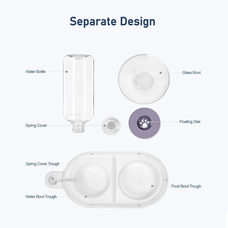 Dupla Kutya Macskatál Eledel Víz Levehető Automata Vízadagoló Üvegadagoló Csúszásmentes