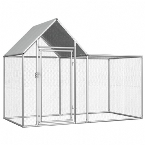 Eu Direct Vidaxl 144553 Outdoor Chicken Coop 2x1x1.5 M Horganyzott Acél Ház Ketrec Összehajtható Kölyökkutya Macskák Alvó Fém Járóka Edzés Ágytálca Kisállat Kellékek