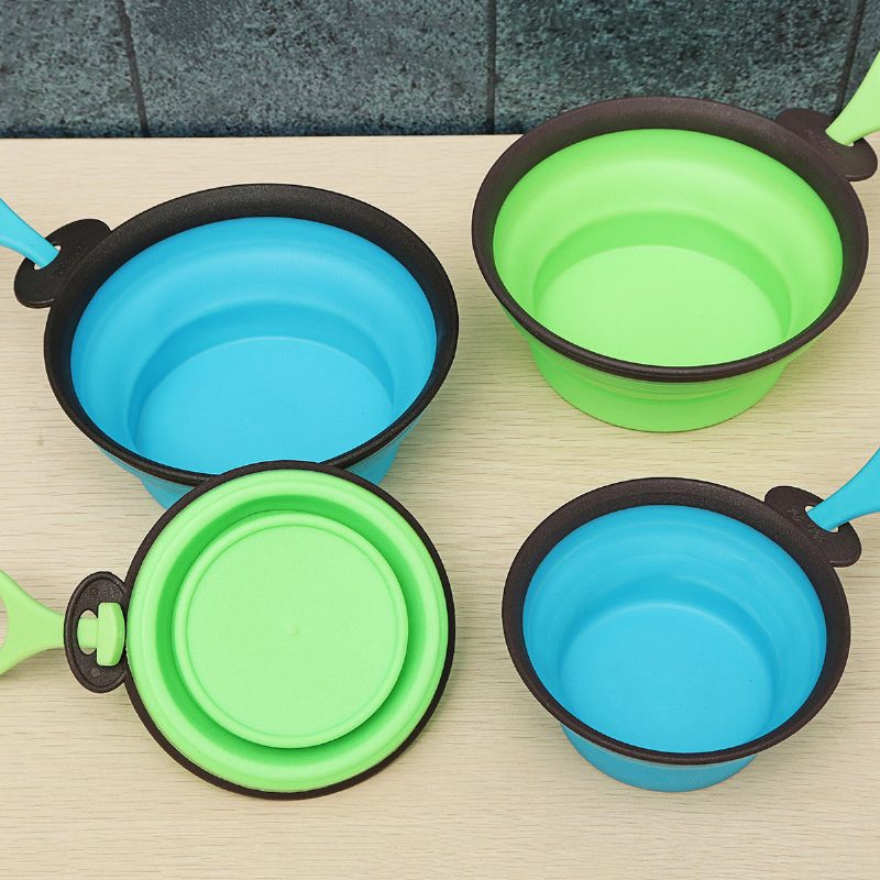 Kisállat Szilikagél Tál Kutya Macska Összecsukható Szilikon Dow Bowl Candy Color Outdoor Travel Hordozható Kiskutya Étel Konténer Etetőtál