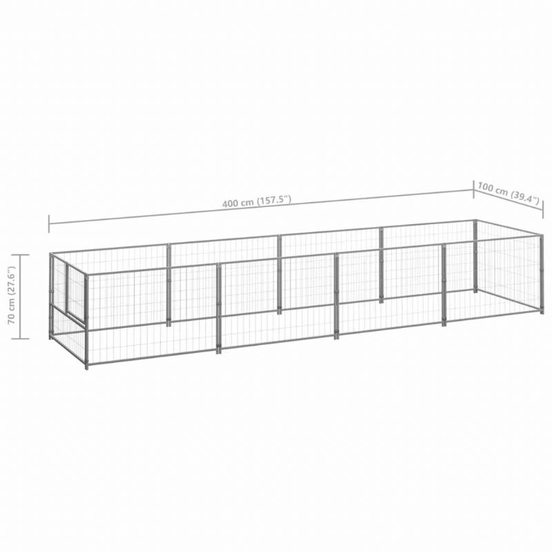 Kutya Kennel Ezüst 43.1 Ft² Acél