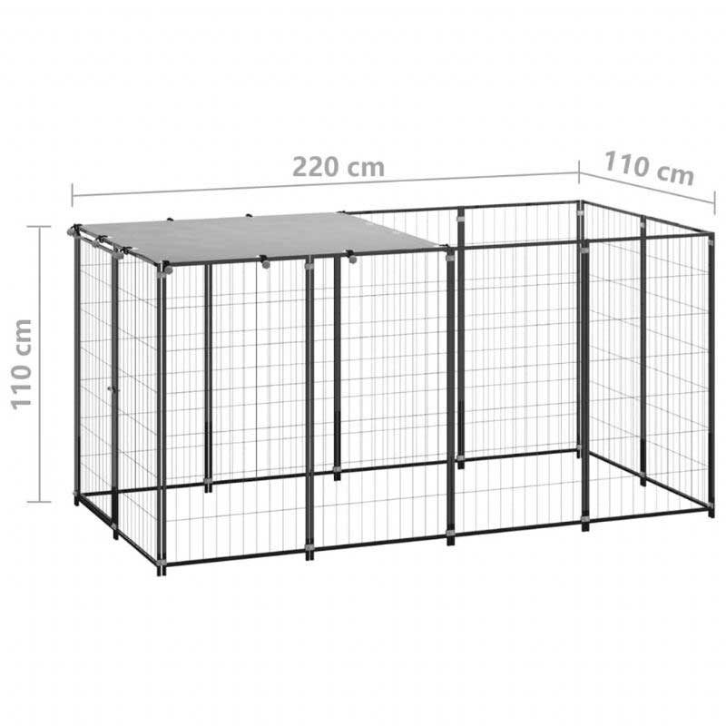 Kutya Kennel Fekete 26 Ft² Acél