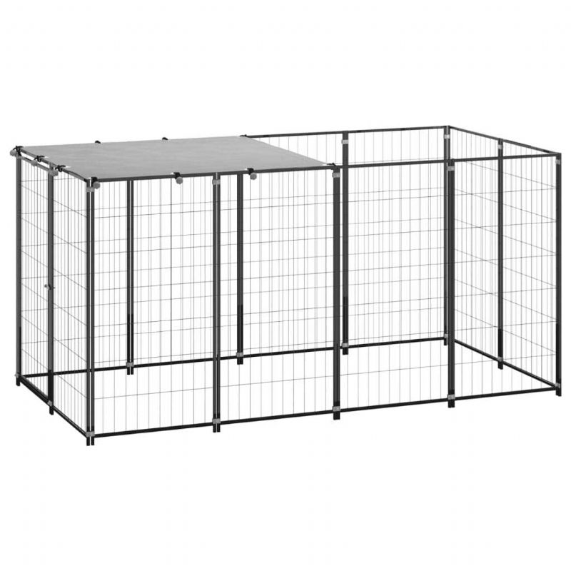 Kutya Kennel Fekete 26 Ft² Acél