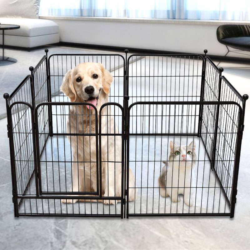 Pawgiant Dog Pen 8 Paneles 40" Magasságú Lakóautó Kutyakerítés Kültéri Járókák Tornatoll Kutyáknak Fémvédő Kivitelű Rudak Összecsukható Sorompó Ajtóval