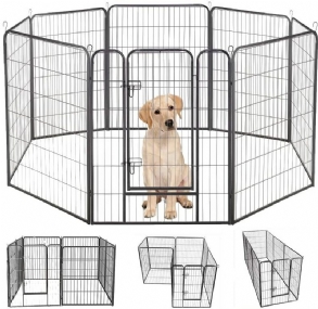 Pawgiant Dog Pen 8 Paneles 40" Magasságú Lakóautó Kutyakerítés Kültéri Járókák Tornatoll Kutyáknak Fémvédő Kivitelű Rudak Összecsukható Sorompó Ajtóval