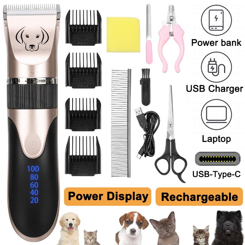 Professzionális Pet Cat Dog Clipper Ápoló Elektromos Type-c Újratölthető Trimmer