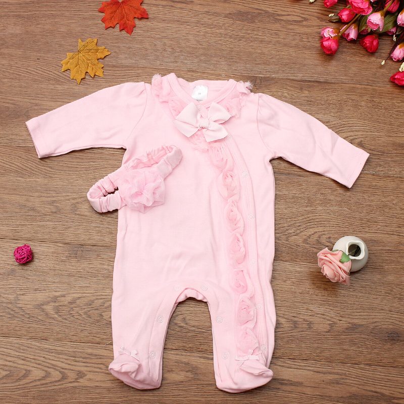 22 Hüvelykes Kézzel Készített Rózsaszín Babaruha Reborn Newborn Baby Girl Jumpsuit Fejdísz