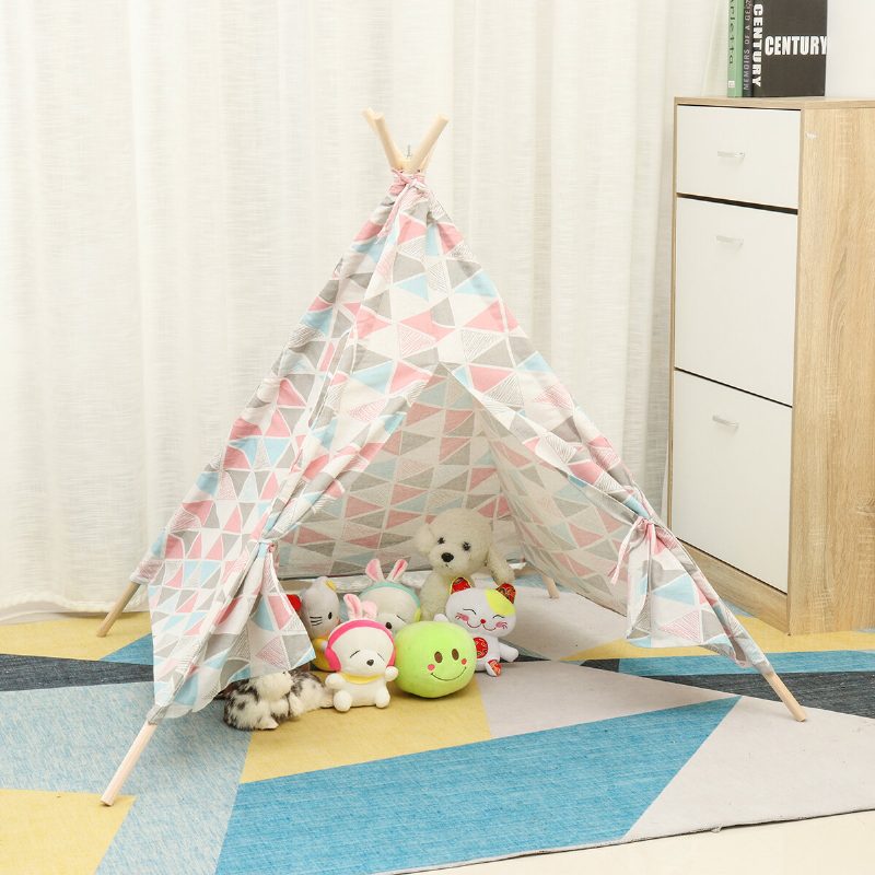 Nagy Teepee Sátor Gyerekek Pamutvászon Play House Fiú Lányok Wigwam