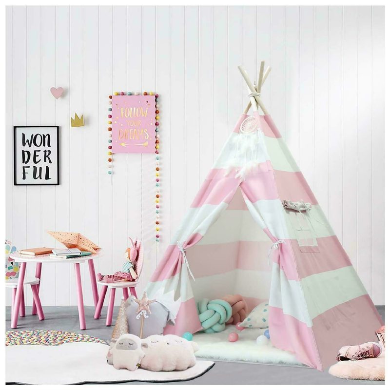 Nagy Teepee Sátor Gyerekek Pamutvászon Play House Fiú Lányok Wigwam