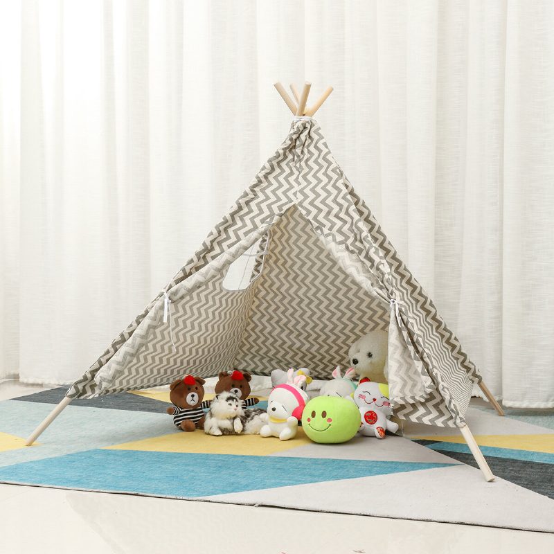 Nagy Teepee Sátor Gyerekek Pamutvászon Play House Fiú Lányok Wigwam