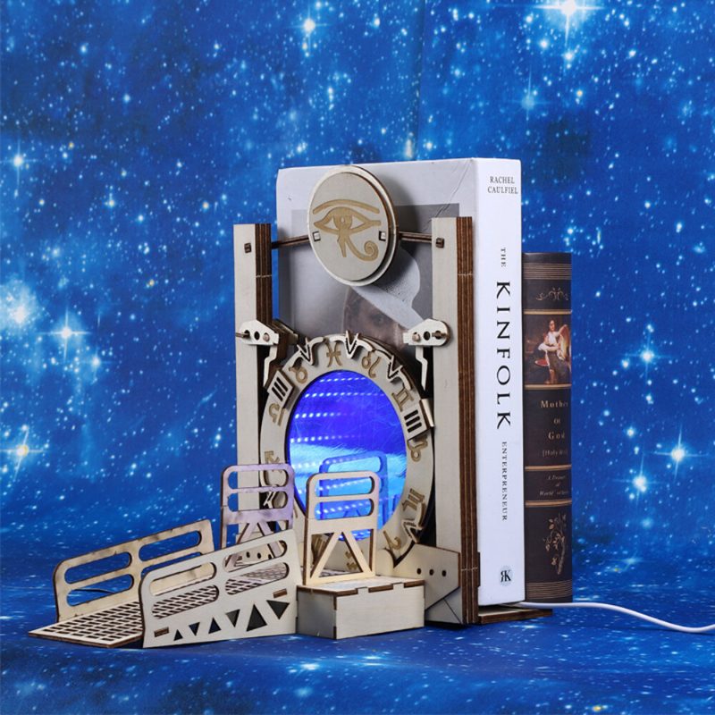 1 Db Diy Galaxy Gate Bookend Kreatív Határokon Átnyúló Időalagút Led-es Világító Könyvtartók Asztali Könyvdugók Könyvespolc-ajándékok