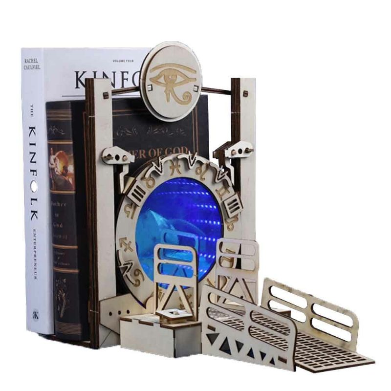 1 Db Diy Galaxy Gate Bookend Kreatív Határokon Átnyúló Időalagút Led-es Világító Könyvtartók Asztali Könyvdugók Könyvespolc-ajándékok